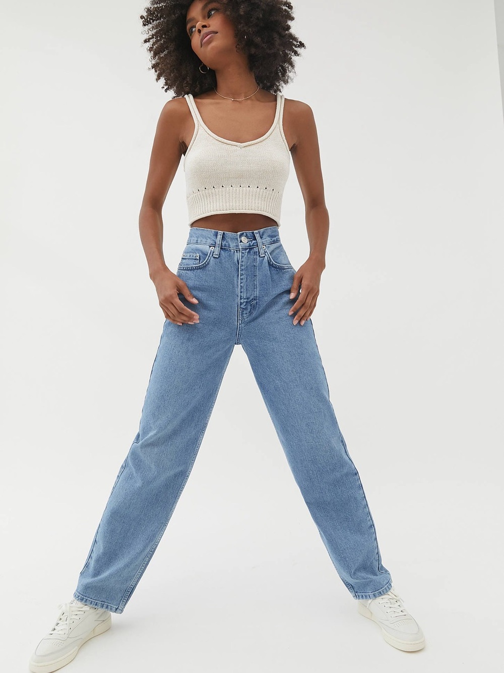 Classic High-Rise Baggy Wide Leg Women's Jeans — Light Blue - Picture 2 of 7